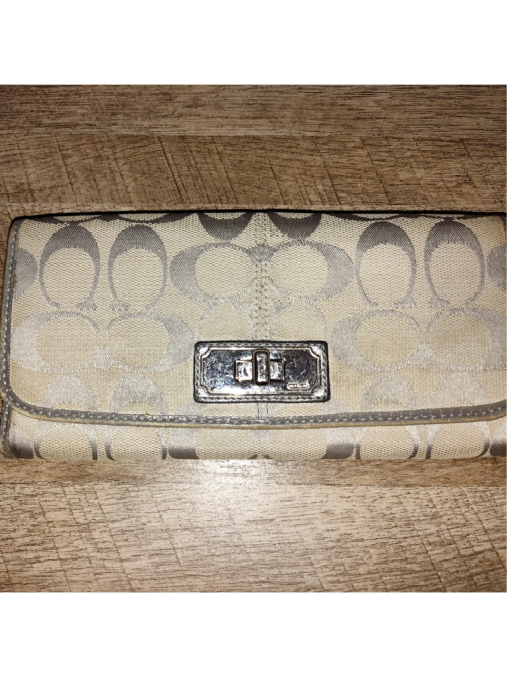 Women's Coach Wallet, One Size, Beige and Gray